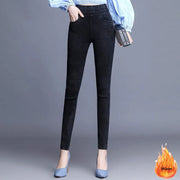 Winter Thicken Jeans Pencil Denim Pants Women Plush Velvet Lined Warm Skinny Vaqueros Streetwear High Wasit Stretch Kot Pantolon