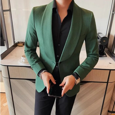 Mens Spring Blazer Brand New One Button Causal Slim Fit Suit Jacket Fashion Party Lightweight Sports Coat Male Fashion Tuxedo