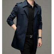 Men's Double Breasted Windbreaker Jacket Stylish Fall Trench Wind Coat Trendy Fit Long Sleeve Casual Jacket