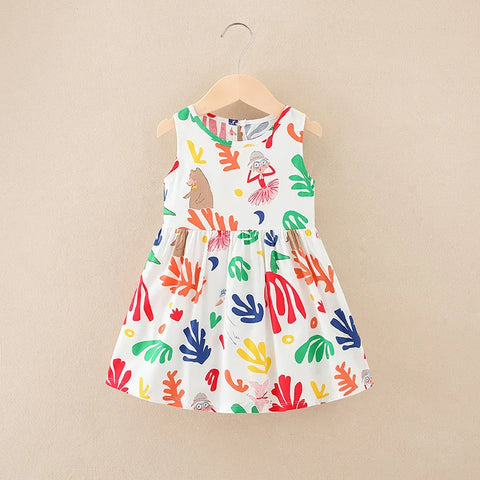 Girl Dress Cotton Summer Kids Clothes Girls Children Flower Dresses Sleeveless Princess Party Outfit Children's Clothing