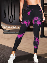 New Tie Dyed Fragmented Flower Yoga Pants Sweat-absorbing High Waist Tight Fit Lifting Hip Fitness Pants Running Sports Pants