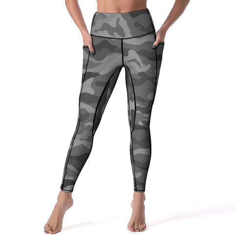 Woodland Camo Leggings Military Camouflage High Waist Yoga Pants Cute Elastic Yoga Legging Female Graphic Gym Sport Pants