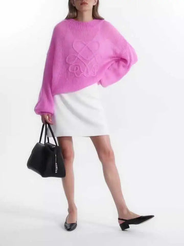 Women's Lightweight Crochet Knit Sweaters Long Sleeve Crewneck Cute Pattern Oversized Pullover Coverup Tops Pink Blouse A3130