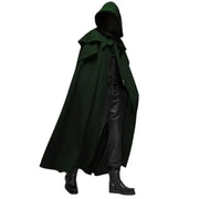 Medieval Vintage Hooded Loose Black Cloak Coats Windproof Trench Chic Winter Long Cape Poncho Gothic Mens Monk  Cosplay