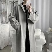 Breathable Men Coat Stylish Lapel Trench Coat for Men Breathable Wrinkle-resistant Spring Autumn Jacket Trendy Medium-long Waist