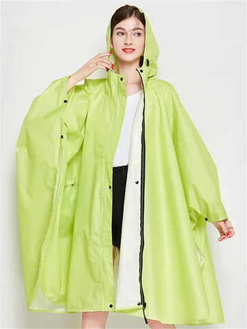 Hooded Rain Coat Cover Trench Poncho Cloak Impermeable Raincoat Backpack Women Men Waterproof Zipper Stylish Fashion Oversize