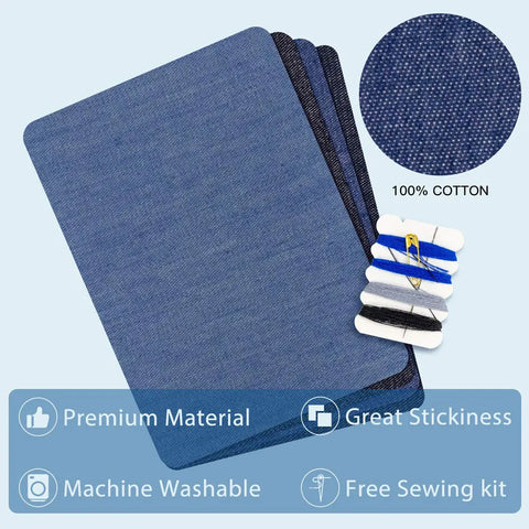 5Pcs Denim Iron-on Jean Patches Self Adhesive Patches Cotton Blue Repair Patch for DIY Denim Jeans Clothing Repair Jacket Decor