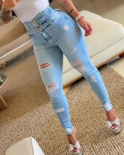 Pencil Pants Jeans Women Pencil Pants Bodycon High Waist Casual Long Pant Sheath Denim Trousers Tie Y2k Trouser Spring 2024