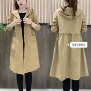 Solid Color Shirt Hooded Trench Coat Medium Long New Korean Version Fashionable Loose and Stylish Versatile Thin Jacket Women