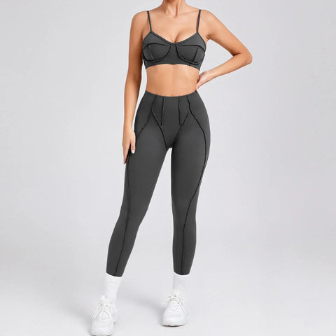 Seamless Yoga Sets Sports Fitness High Waist Hip-lifting Shapeing Trousers Backless Bra Suit Workout Gym Leggings Sets for Women