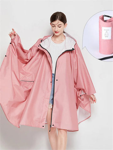 Hooded Rain Coat Cover Trench Poncho Cloak Impermeable Raincoat Backpack Women Men Waterproof Zipper Stylish Fashion Oversize