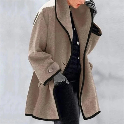 Women's Autumn And Winter Woolen Coat  Autumn Winter Long Sleeve Casual Outwears Fashion Women Woolen Solid Loose Jacket