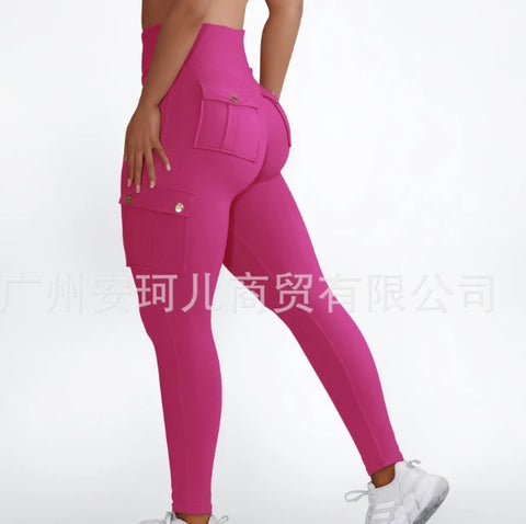 Leggings Women 2024 Spring Fashion Pocket Design Active Pants Casual High Waist Plain Skinny Daily Long Sports Yoga Leggings