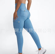 Leggings Women 2024 Spring Fashion Pocket Design Active Pants Casual High Waist Plain Skinny Daily Long Sports Yoga Leggings