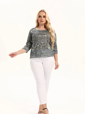 Womens plus size woven round neck shirt belongs to the category of womens clothing