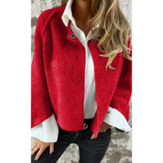 Women's Wool Blend Short Coat Autumn Winter Loose Long Sleeved Solid Color Jacket