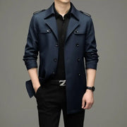 Men's Double Breasted Windbreaker Jacket Stylish Fall Trench Wind Coat Trendy Fit Long Sleeve Casual Jacket