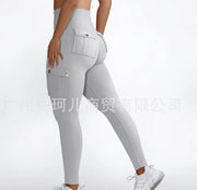 Leggings Women 2024 Spring Fashion Pocket Design Active Pants Casual High Waist Plain Skinny Daily Long Sports Yoga Leggings