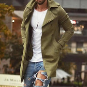 Men Trench Coat Slim Fit Men Trench Coat Stylish Men's Autumn Jacket Slim Fit Mid Length Lapel Plus Size Pockets Windproof