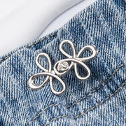 Clover Waist Button Fastener Adjustable Metal Jeans Buttons - Tighteners for Loose Denim, Instant No-Sew for Denim Trousers