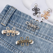 Clover Waist Button Fastener Adjustable Metal Jeans Buttons - Tighteners for Loose Denim, Instant No-Sew for Denim Trousers