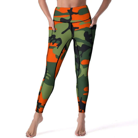 Woodland Camo Leggings Military Camouflage High Waist Yoga Pants Cute Elastic Yoga Legging Female Graphic Gym Sport Pants