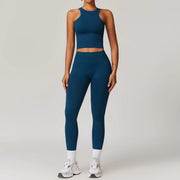 Seamless Athletic Wear Women's Clothes 2 Pieces Yoga Set Workout Sportswear Gym Clothing High Waist Leggings Fitness Sports Suit