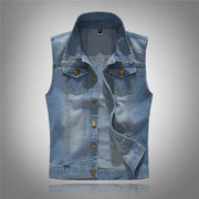 Autumn Men's Denim Cotton Vests Casual Ripped Lapel Vintage Sleeveless Jacket Men Streetwear Jean Waistcoats Tops Clothing 6XL