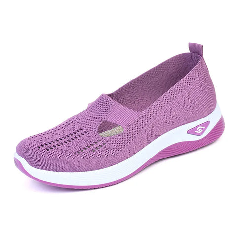 Women's New Summer Shoes Mesh Breathable Sneakers Light Slip on Flat Platform Casual Shoes Ladies Anti-slip Walking Woven Shoes