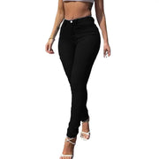 Skinny Pants Long Lasting Slim-fitting Full-Length Leggings Skinny Trousers Mid-Waist Eye-catching Denim Pants for Girl