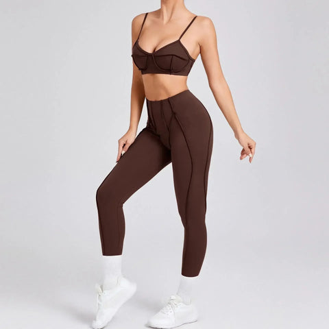 Seamless Yoga Sets Sports Fitness High Waist Hip-lifting Shapeing Trousers Backless Bra Suit Workout Gym Leggings Sets for Women