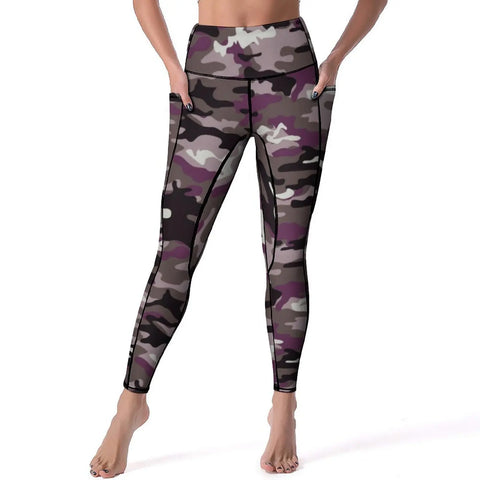 Woodland Camo Leggings Military Camouflage High Waist Yoga Pants Cute Elastic Yoga Legging Female Graphic Gym Sport Pants