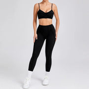 Seamless Yoga Sets Sports Fitness High Waist Hip-lifting Shapeing Trousers Backless Bra Suit Workout Gym Leggings Sets for Women