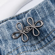 Clover Waist Button Fastener Adjustable Metal Jeans Buttons - Tighteners for Loose Denim, Instant No-Sew for Denim Trousers