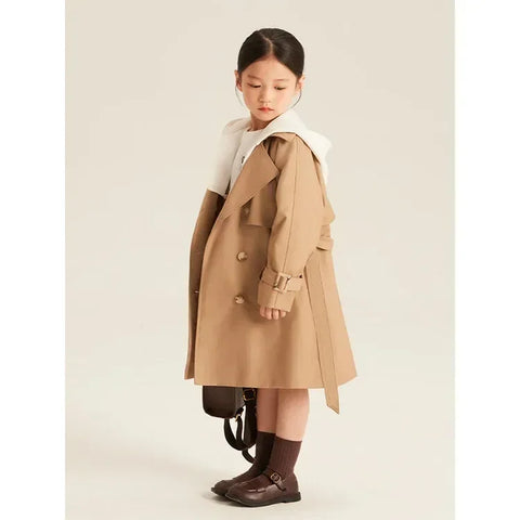 Girls Coat Girl Trench Long Trench 2023 New Children Autumn Stylish High-grade Coat Girl Autumn and Winter Coats Clothes