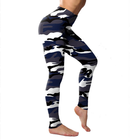 Lady Camouflage 3D Print Knitted Cotton Blended Leggings Women Fitness Elastic Push Up Pants Girl Gym Running Leggings