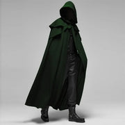 Medieval Vintage Hooded Loose Black Cloak Coats Windproof Trench Chic Winter Long Cape Poncho Gothic Mens Monk  Cosplay