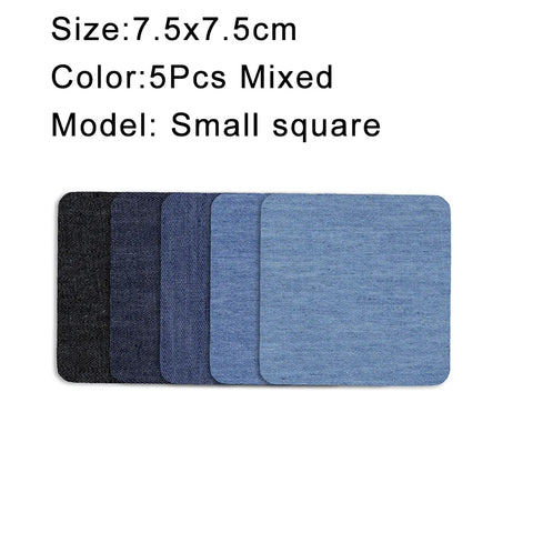 5Pcs Denim Iron-on Jean Patches Self Adhesive Patches Cotton Blue Repair Patch for DIY Denim Jeans Clothing Repair Jacket Decor