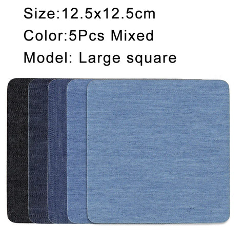 5Pcs Denim Iron-on Jean Patches Self Adhesive Patches Cotton Blue Repair Patch for DIY Denim Jeans Clothing Repair Jacket Decor