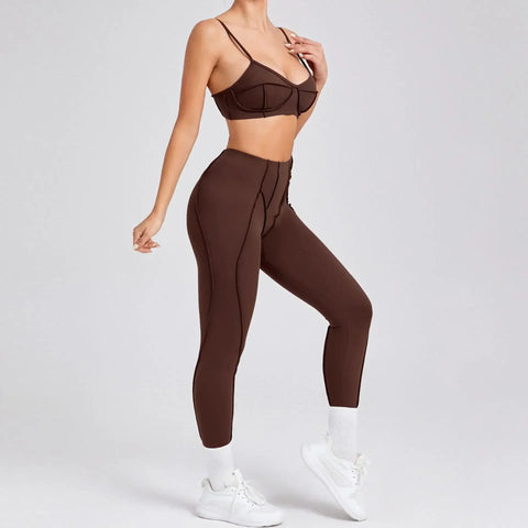 Seamless Yoga Sets Sports Fitness High Waist Hip-lifting Shapeing Trousers Backless Bra Suit Workout Gym Leggings Sets for Women