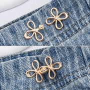 Clover Waist Button Fastener Adjustable Metal Jeans Buttons - Tighteners for Loose Denim, Instant No-Sew for Denim Trousers