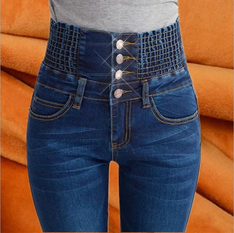 winter warm thick fleece woman's jeans with high waist jeans woman mom jeans women's jeans for women jean femme clothe black