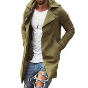 Men Trench Coat Slim Fit Men Trench Coat Stylish Men's Autumn Jacket Slim Fit Mid Length Lapel Plus Size Pockets Windproof