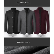 BROWON Brand Winter Coat Men Chinese Style Stand Collar Solid Coats for Men 2025 Autumn and Winter Business Casual Woolen Jacket