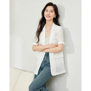 Vimly Summer White Blazers for Women 2024 Elegant Fashion Lightweight Thin Lyocell Blend Sunscreen Casual Suit Jacket Lady M6817